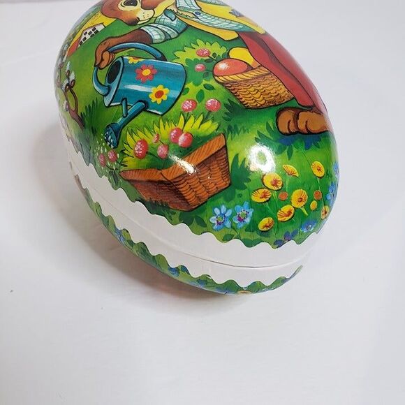 Adorable Vintage Paper Mache Easter Egg Container Box 4" Made in Germany - Picture 2 of 9